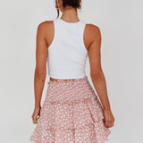 Sylvie Shirred Waist Layered Mini Skirt Pink