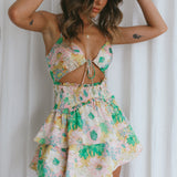 Sylvie Shirred Waist Cami Strap Dress Floral Pink