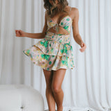 Sylvie Shirred Waist Cami Strap Dress Floral Pink