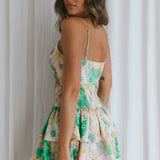 Sylvie Shirred Waist Cami Strap Dress Floral Pink
