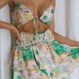 Sylvie Shirred Waist Cami Strap Dress Floral Pink