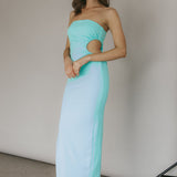 Taking Bets Strapless Cut-Out Midi Dress Mint