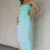 Taking Bets Strapless Cut-Out Midi Dress Mint