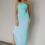 Taking Bets Strapless Cut-Out Midi Dress Mint