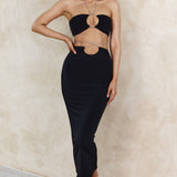 Your Muse Diamante Drawstring Crop Top Black