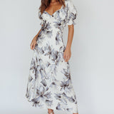 Brigita Tied Back Maxi Dress Floral Blue