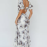 Brigita Tied Back Maxi Dress Floral Blue