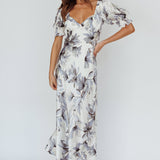Brigita Tied Back Maxi Dress Floral Blue