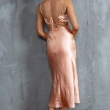 City Lights Cut-Out Waist Strappy Back Midi Dress Desert Rose