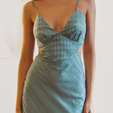 City Lights Cut-Out Waist Split Midi Dress Check Green