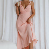 Zanzibar Surplice Neckline Maxi Dress Nude