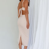 Sarita String Bust Midi Dress Beige