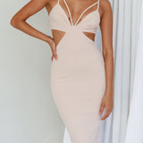Sarita String Bust Midi Dress Beige