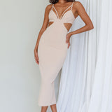 Sarita String Bust Midi Dress Beige