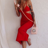 Sarita String Bust Midi Dress Red