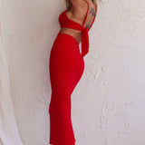 Sarita String Bust Midi Dress Red