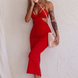 Sarita String Bust Midi Dress Red