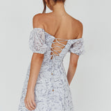 Summer To Remember Lace-Up Back Dress Floral Ink