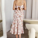 Cariba Cut-Out Waist Midi Dress Floral Blush