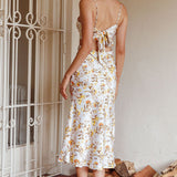 Cariba Cut-Out Waist Midi Dress Floral Yellow