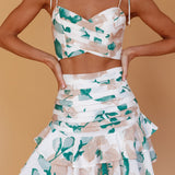 Janene Pintuck Pleat Mini Skirt White/Olive