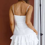Janene Pintuck Pleat Mini Dress White