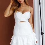 Janene Pintuck Pleat Mini Dress White