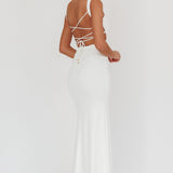 Dream Crush Lace-Up Back Maxi Dress White
