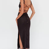 Dream Crush Lace-Up Back Maxi Dress Lily Black