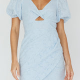 Santa Cruz Sun Puff Sleeve Eyelet Dress Blue