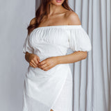 Dayanara Off-Shoulder Puff Sleeve Dress White