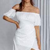 Dayanara Off-Shoulder Puff Sleeve Dress White