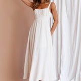 Roberta Gathered Bust Midi Dress Natural