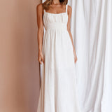 Roberta Gathered Bust Midi Dress Natural