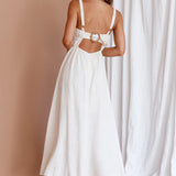 Roberta Gathered Bust Midi Dress Natural
