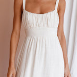 Roberta Gathered Bust Midi Dress Natural