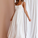 Roberta Gathered Bust Midi Dress Natural