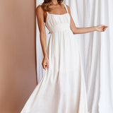 Roberta Gathered Bust Midi Dress Natural