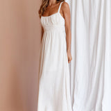 Roberta Gathered Bust Midi Dress Natural