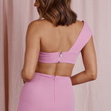Mood For Love Twisted Bust Crop Top Hot Pink