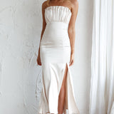 Tivoli Strapless Gathered Bust Midi Dress Champagne