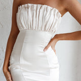 Tivoli Strapless Gathered Bust Midi Dress Champagne