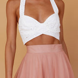 Samba Tied Back Eyelet Top White