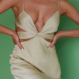 Dance With Me Crossover Bust Midi Dress Matcha