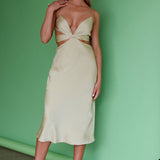 Dance With Me Crossover Bust Midi Dress Matcha