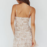 Tresa Cami Strap Twist Front Mini Dress Flowers Mocha