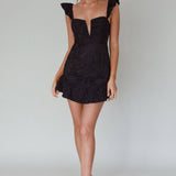Mon Papillon Lace Mini Dress Black