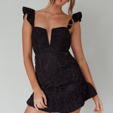 Mon Papillon Lace Mini Dress Black
