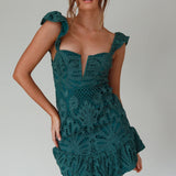Mon Papillon Lace Mini Dress Forest Green