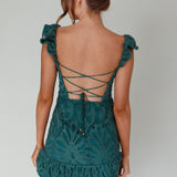 Mon Papillon Lace Mini Dress Forest Green